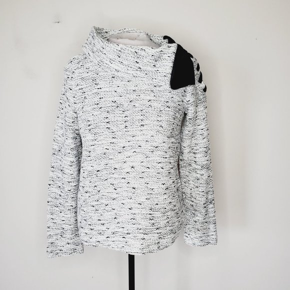 CLUB MONACO Cotton Marled Grey Cowl Bow Neck Sweater - Picture 4 of 11